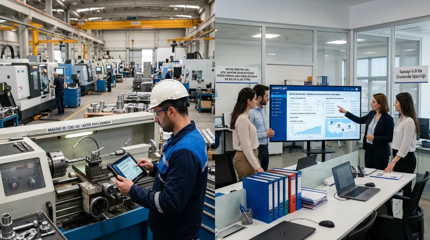 Ortak Üretim Ağı Nedir? Fabrikalar Arası Kapasite Paylaşımı - fabrika veya ofis ortamında uygulama görseli